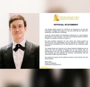 Arjo Atayde and the statement after he tested positive for COVID-19