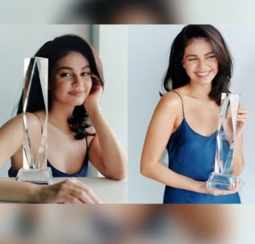 Janine Gutierrez posing with her Rising Star Award