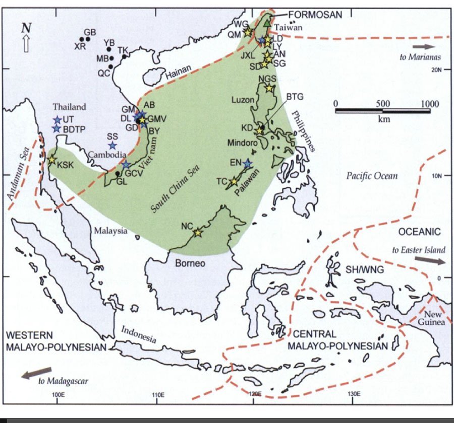 The distribution of Taiwan nephrite artifacts in Southeast Asia.