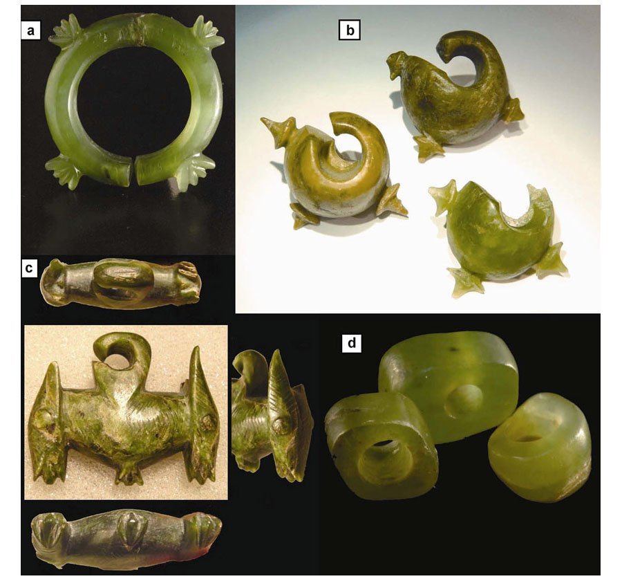 Different jade artifacts in Southeast Asia.