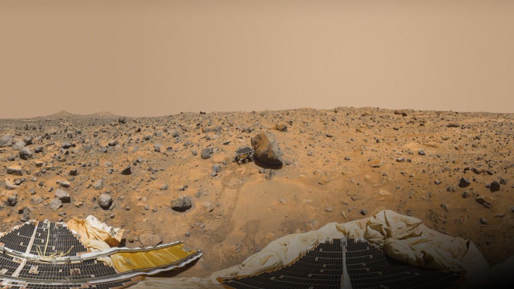 NASA's Mars Pathfinder Lander and the Sojourner Rover on Mars. Photo Credit: NASA