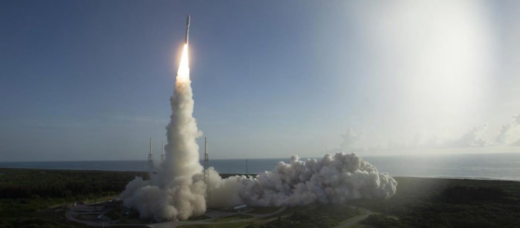 Atlas V 541 launch vehicle carrying Perseverance to Mars. Photo Credit: NASA/Joel Kowsky