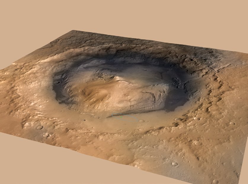 Image of Curiosity's landing site, Gale Crater. Photo Credit: NASA