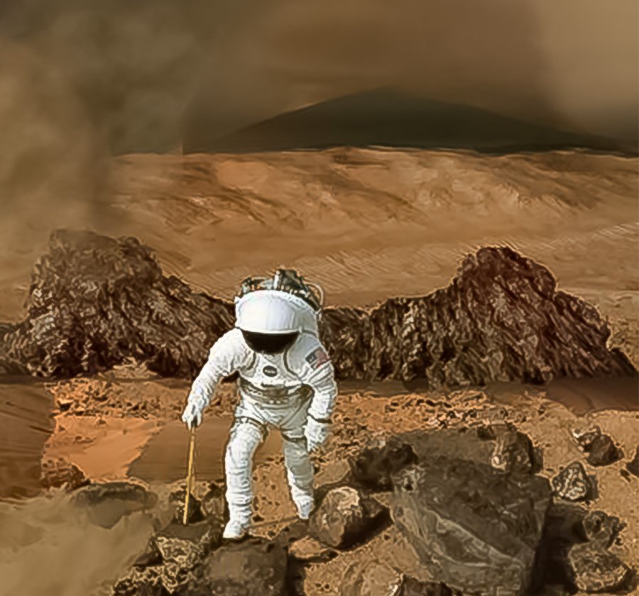 Artist illustration of manned exploration on Mars. Photo Credit: NASA