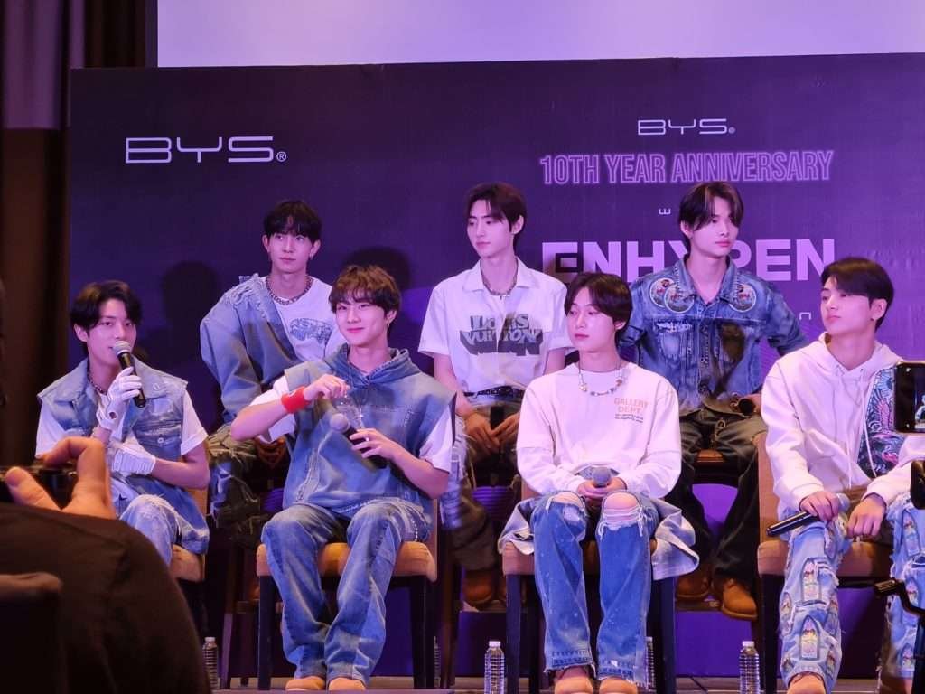 ENHYPEN members. Top, from left to right: Heeseung, Sunghoon, Ni-ki. Bottom, from left to right: Jake, Jungwon, Sunoo, Jay.