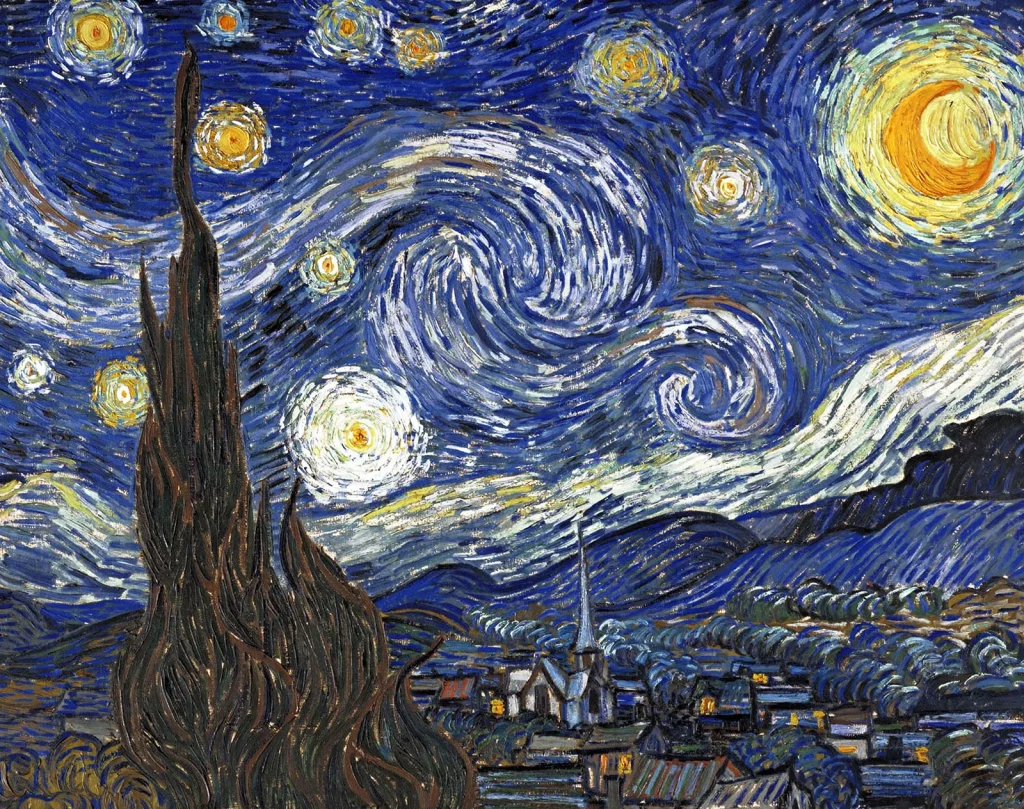 The Starry Night painted by Vincent Van Gogh