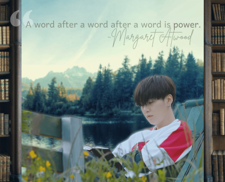 The original photo came from BTS In the SOOP Official Teaser 2. Min Yoongi (SUGA) is reading Almond by Son Wonpyeong