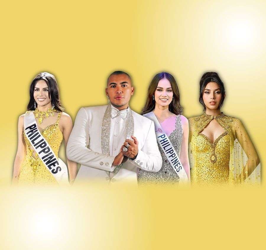 Three Filipinas competed in their international pageants wearing gowns by Leo Almodal