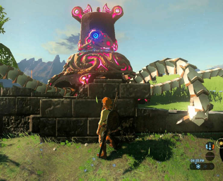 Legend of Zelda featuring Link and a Guardian