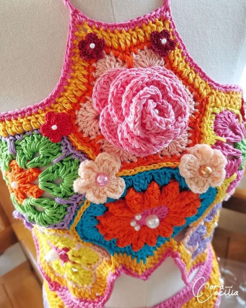 Crochet top by Cora and Cecilia.