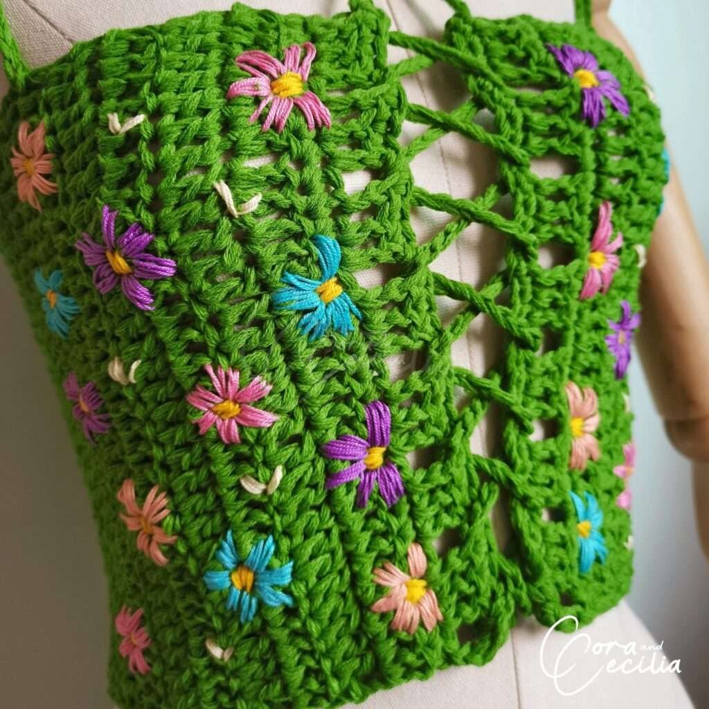 Crochet top by Cora and Cecilia.