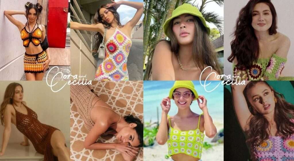 Celebrities wearing Cora and Cecilia's crochet outfits.