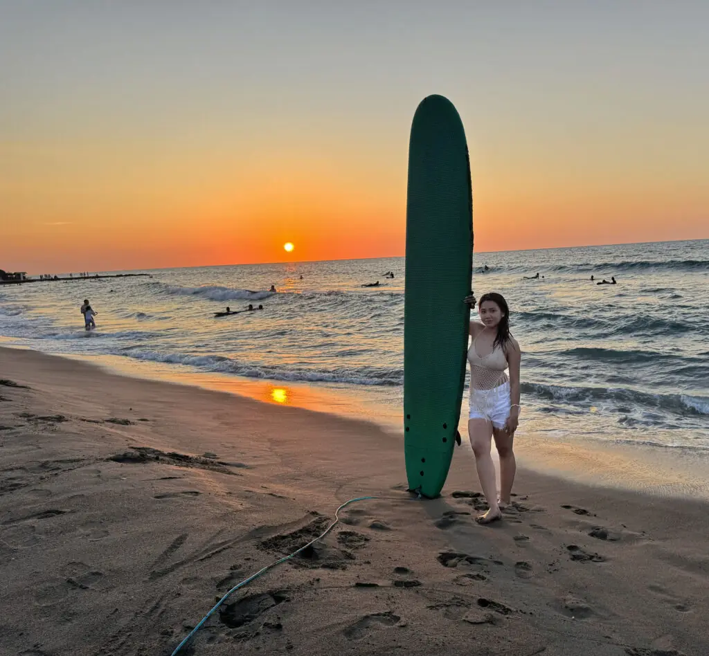 A tourist enjoying the majestic view of San Juan beach.