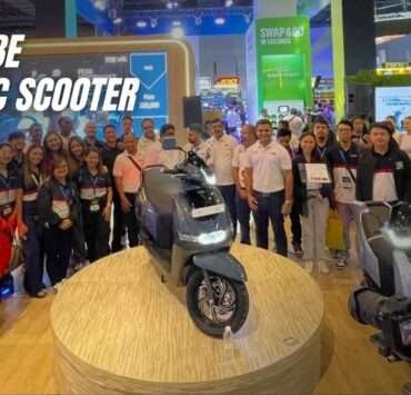 TVS Motor unveils the TVS iQube Electric Scooter at Makina Motoshow 2024.