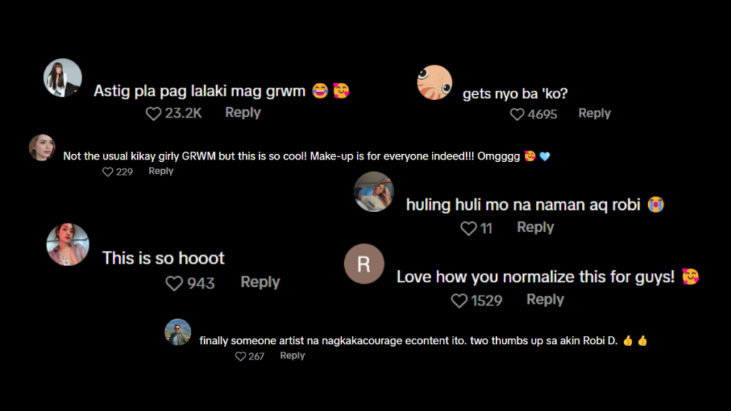 Comments in Robi Domingo's video