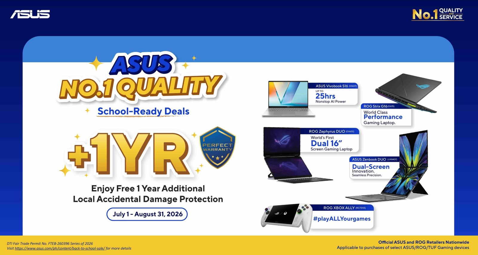 The ASUS No. 1 Quality, School-Ready Deals continues to give students, professionals, and tech enthusiasts exclusive back-to-school offers on the latest ASUS and ROG devices. Until September 15,