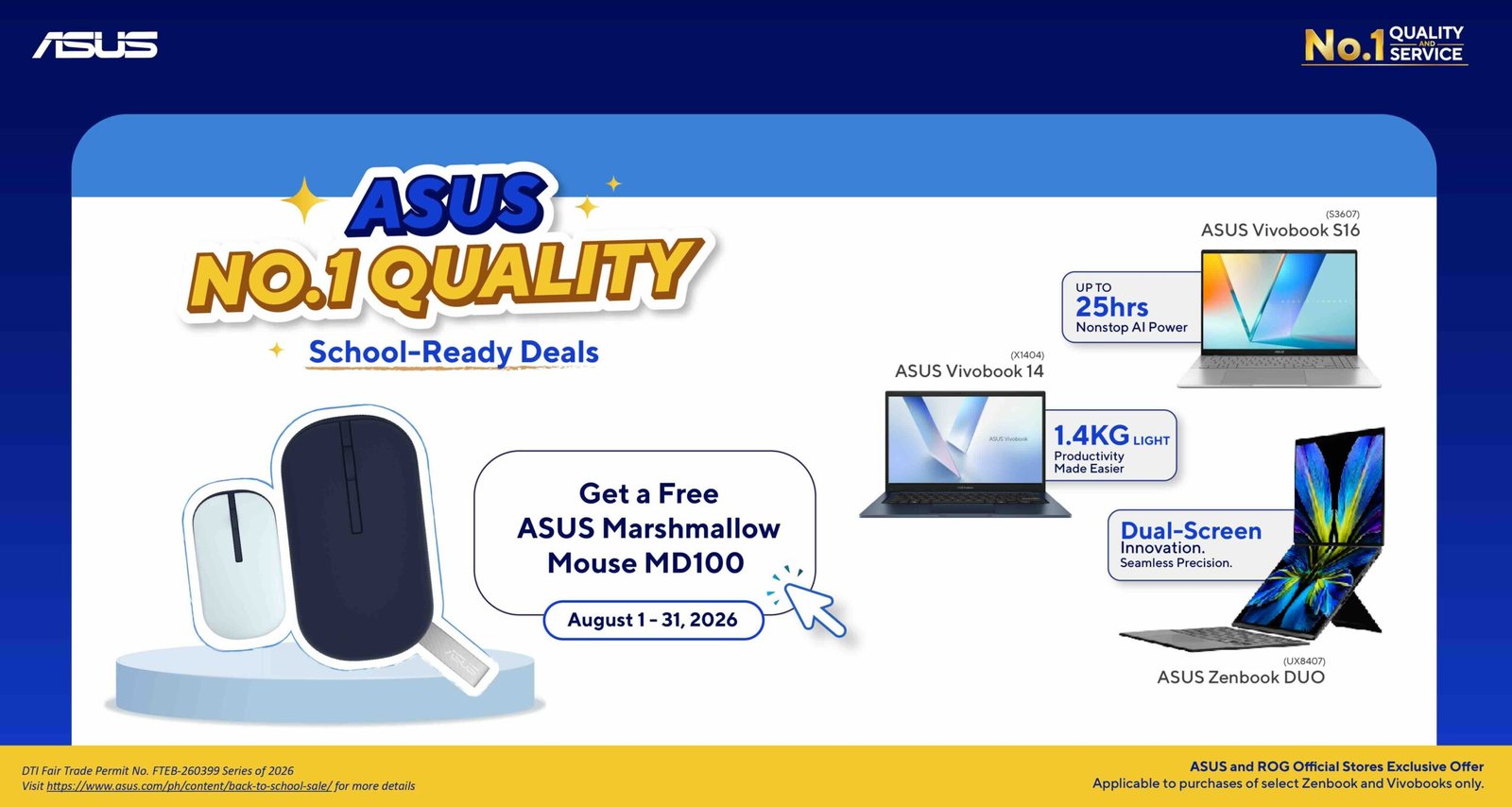 The ASUS No. 1 Quality, School-Ready Deals continues to give students, professionals, and tech enthusiasts exclusive back-to-school offers on the latest ASUS and ROG devices. Until September 15,