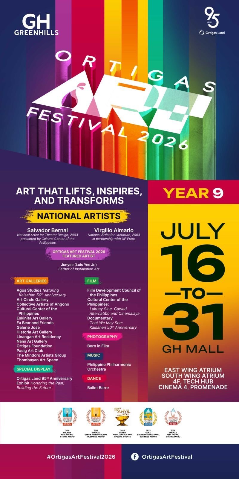 The 9th Ortigas Art Festival transforms GH Mall into a free multidisciplinary festival of creativity. From July 17 to 30, 2026, visitors can explore various contemporary art galleries
